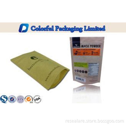 Matte Printing Kraft Paper Stand Up Pouch For cookies / cof